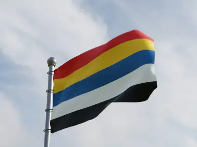 Animated China Flags  3D model