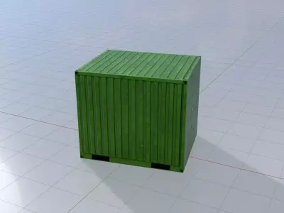 ISO-Container Yellow-Green 10ft Low-poly 3D model