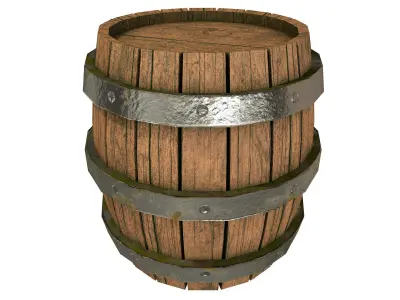 Game Ready Old Wooden Barrels Low Poly Low-poly 3D model