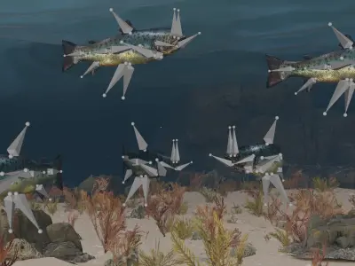 Fish Low poly Rigged 4K PBR Textures Game Ready  Low-poly 3D model