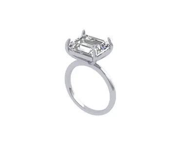 Emerald Solitaire Ring 3D print model 45
