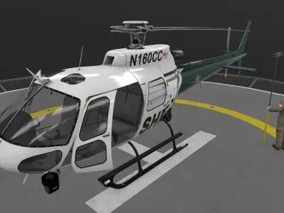  AS-350 Hillsborough County Sheriff Animated Low-poly 3D model