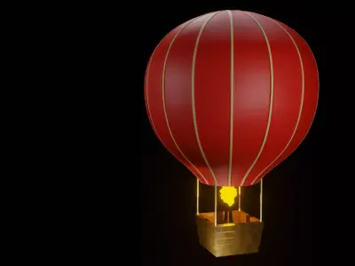 Hot Air Balloon Low-poly 3D model 12