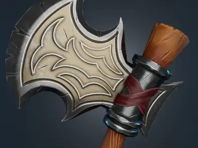 Stylized Axe Low-poly 3D model 16