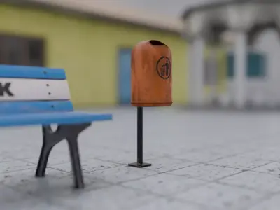 DUST BIN FOR OUTDOOR RECREATIONAL PLACES FROM 1980S Low-poly 3D model
