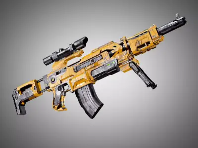 SciFi Rifle AAA FPS PBR Game Ready Weapon Asset Low-poly 3D model