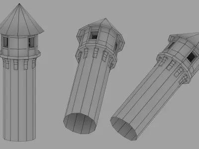 Medieval Tower Wall Low-poly 3D model