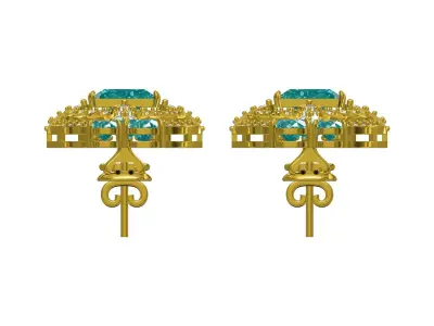 Antique Art Deco Diamond Earring 3 3D print model