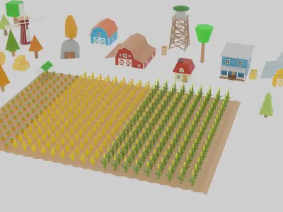 Cartoon Farm - Simple Assets Low-poly 3D model