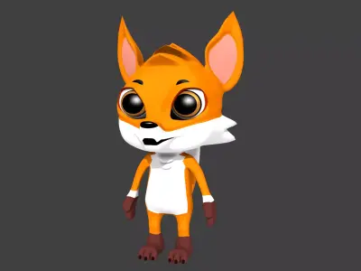 Cute fox low poly rigged Low-poly 3D model
