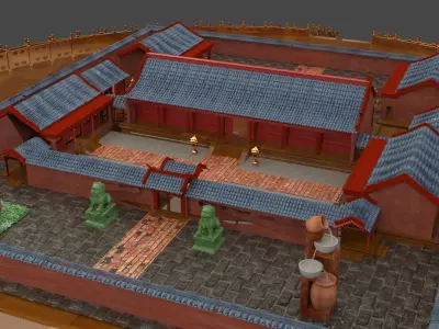 Chinese courtyard house 3D model 3