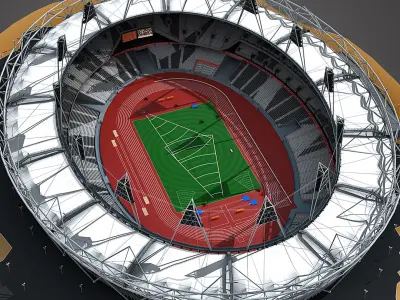 Olympic Stadium With Athletics Equipment 3D model