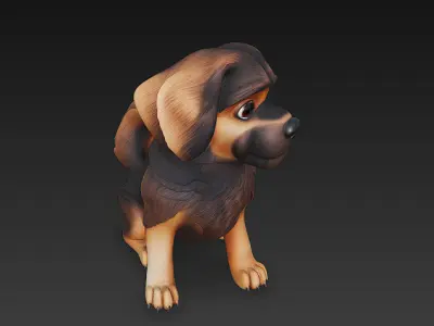 Dog Realistic 3D Model Basic - Low Poly Realistic Low-poly 3D model 5