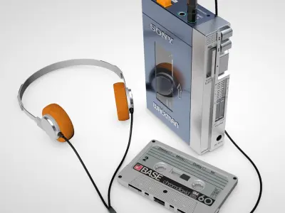Walkman and Cassette 3D model