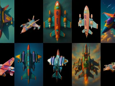 AirCraft bundle 7 pack 100 glb Low-poly 3D model
