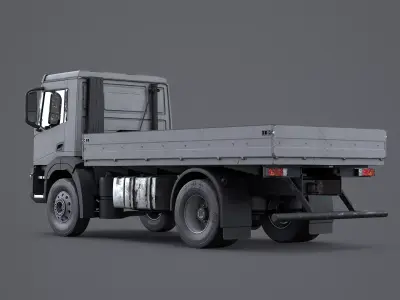 Realistic Flatbed Truck Aged and Rusted 3D model