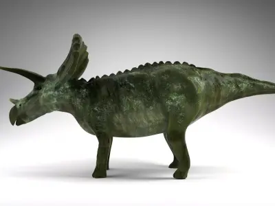 triceratops bronze sculpture of 3D model