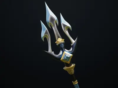 3 Fantasy Tridents Collection All PBR Unity UE Textures Included 3D Model Pack