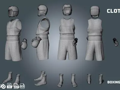 boxing - clothyfic outfits Low-poly 3D model