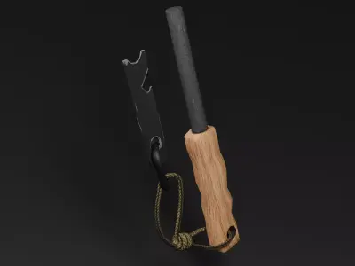 Ferro Rod Firestarter Low Poly Bushcraft Tool Low-poly 3D model