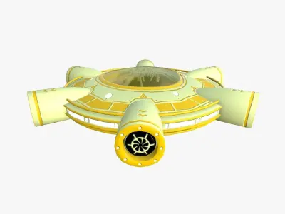 Alien Spaceship UFO J12 Cartoon - Sci Fi Spacecraft Design Low-poly 3D model