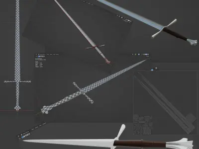 Medieval Weapon Pack Subdiv ready 2k rez textures Low-poly 3D model