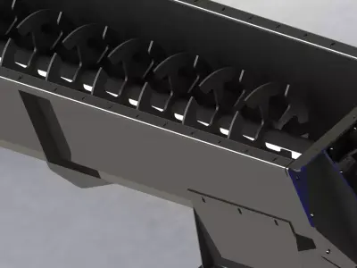 DOUBLE-SIDED MIXING SCREW CONVEYOR 3D model