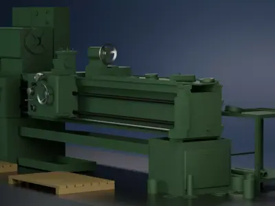 Industrial Lathe Machine High Quality 3D Model Low-poly 3D model