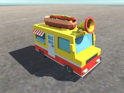 Hot Dog Truck Low-poly 3D model