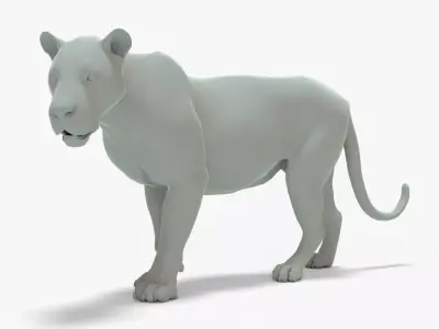 Lion Rigged Basemesh Low-poly 3D model