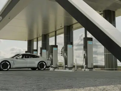 Electric Vehicle Charging Station 3D model buy