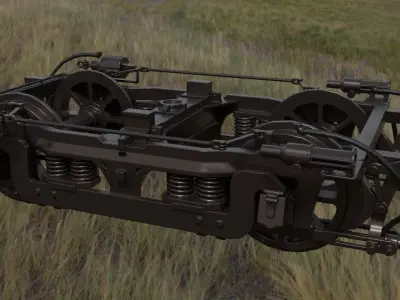Rigged low poly train bogie Low-poly 3D model