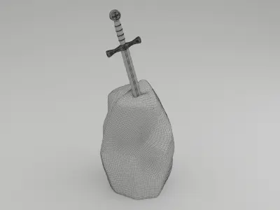 Sword 1 on rock 3D model
