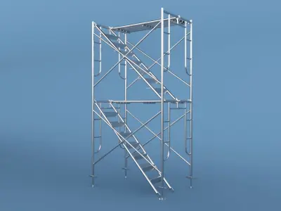 Scaffolding metal tower with stairs 3D model