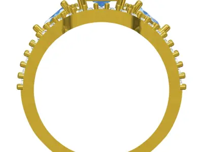 Antique Art Deco Style Bridal Ring Set 3D print model