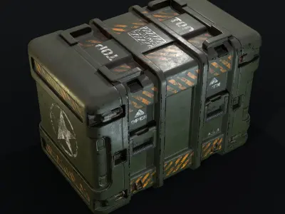Military sci-fi box Low-poly 3D model