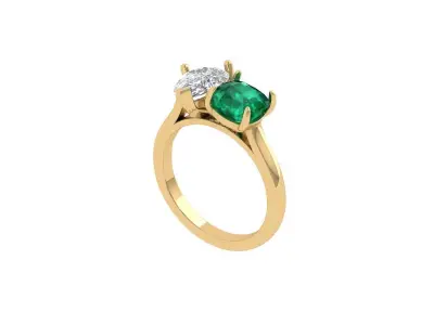 Pear and cushion 2 stone Ring 3D print model purchase
