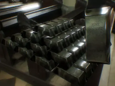 Silver bar Low-poly 3D model purchase