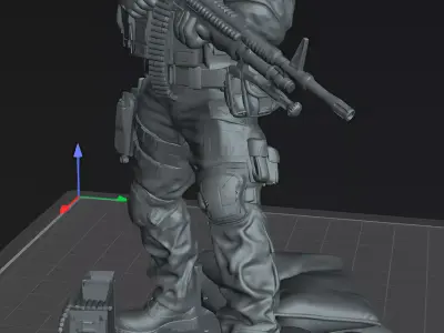 Soldier M60 Machine Gunner  Modern Military STL Miniature 3D print model