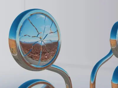 classic rearview mirror cracked 3D model
