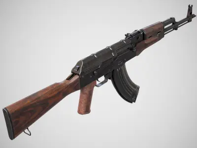 AK-47 rifle Low-poly 3D model 3