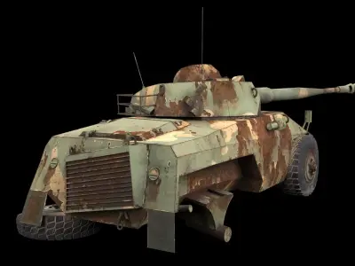 damaged EE-9 Cascavel tank Free low-poly 3D model