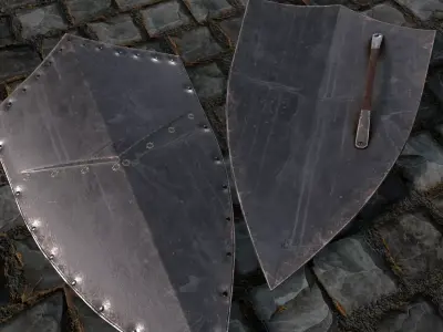 Medieval iron shield Low-poly 3D model purchase