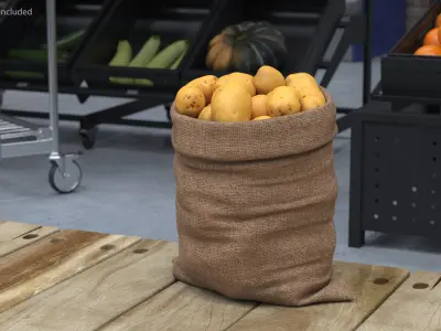  Open Storage Sack With Potatoes 
