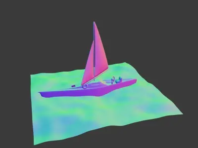 Sailboat floating in ocean Free 3D model purchase
