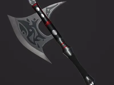 Fantasy Battle Axe PBR Low-poly 3D model