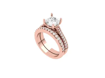 Solitair Ring Bridal Set 3D print model 43