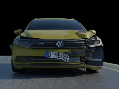 ACCIDENT WV PASSAT  Low-poly 3D model