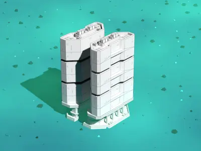 Modular Low-Poly Stylized Sci-Fi Building - Mega Structure Free low-poly 3D model