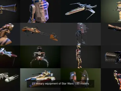 20 Military equipment of Star Wars  3D Model Pack
